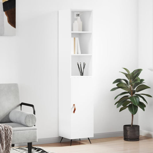 Tall cabinet, high-gloss white, 34.5x34x180 cm, engineered wood