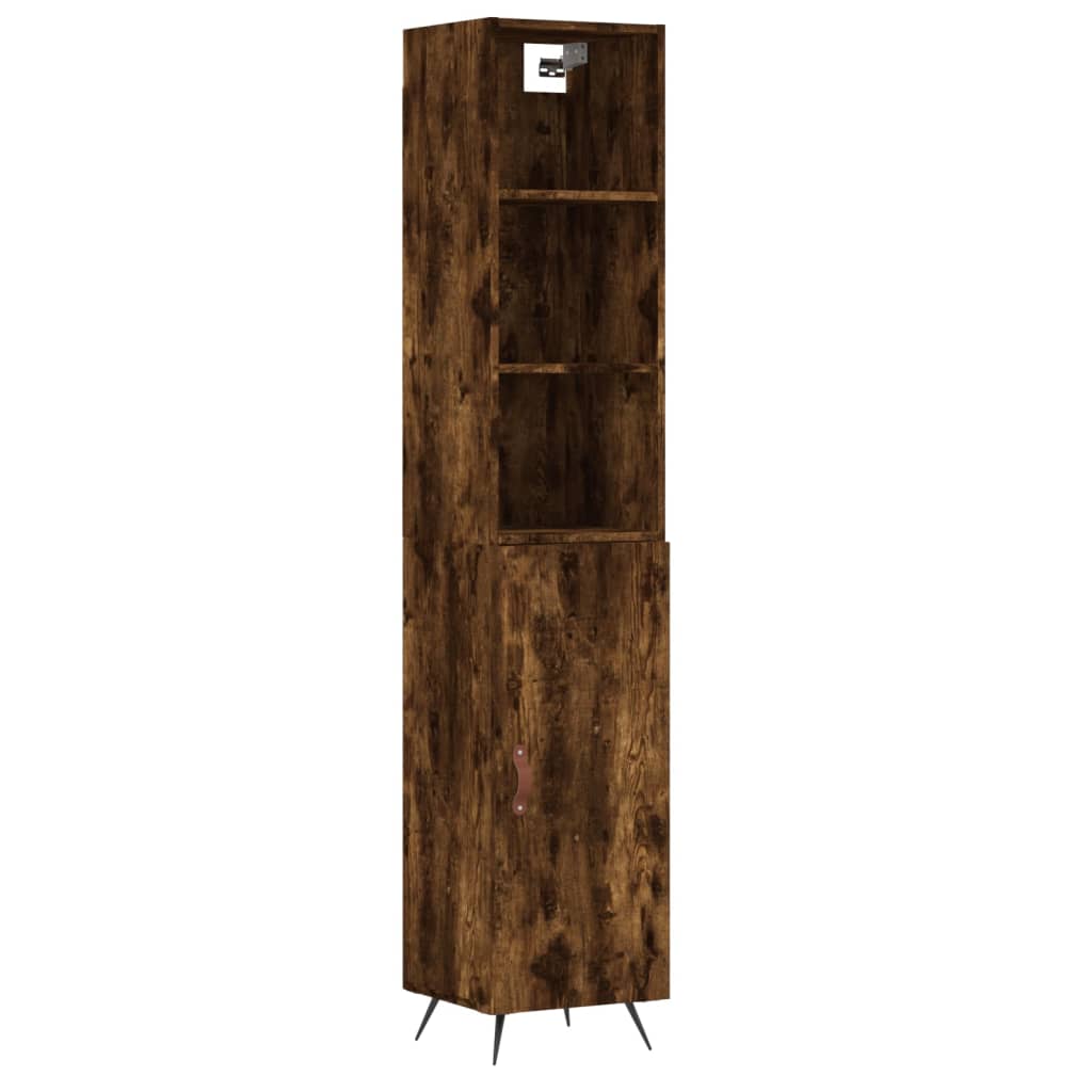 Tall cabinet, smoky oak, 34.5x34x180 cm, processed wood