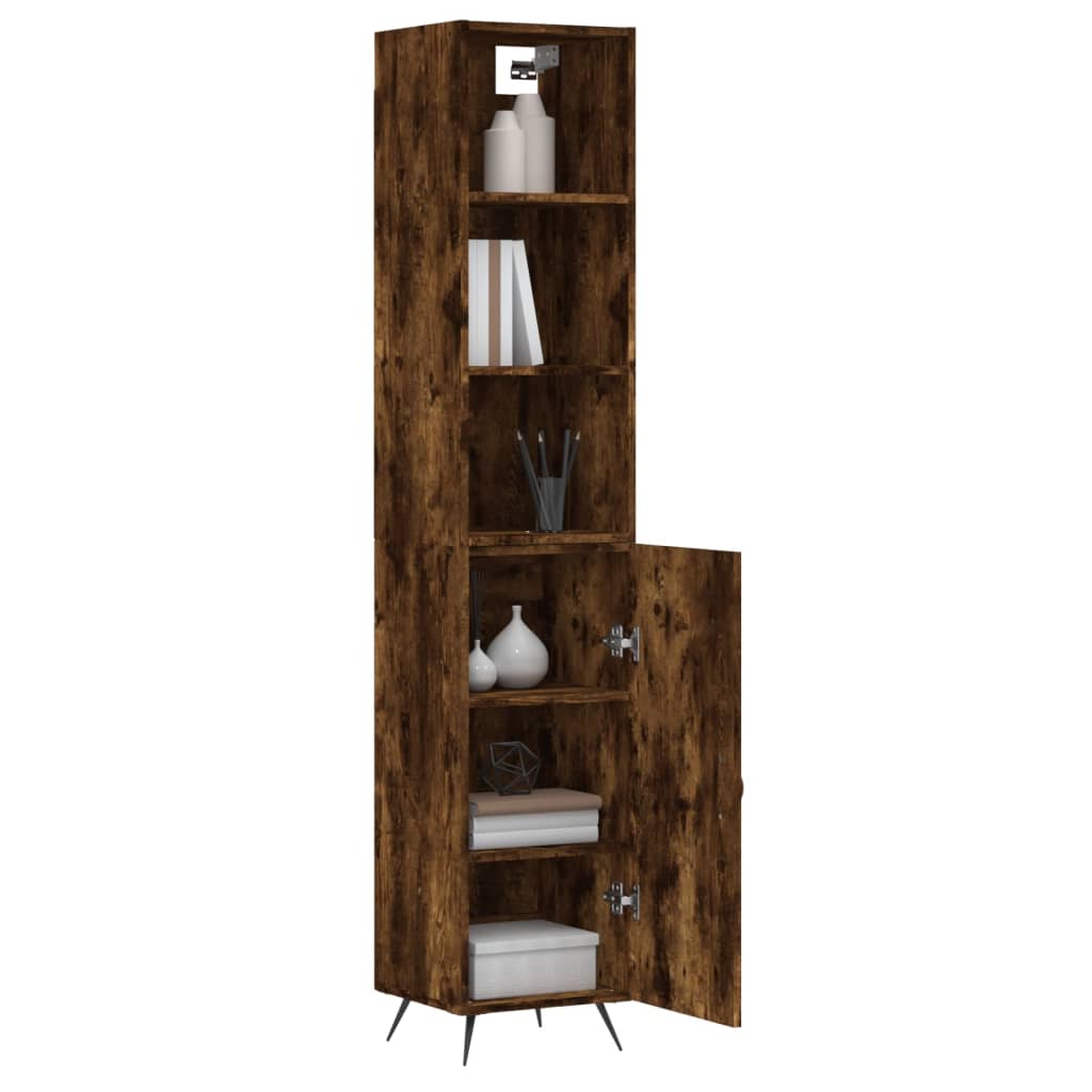 Tall cabinet, smoky oak, 34.5x34x180 cm, processed wood