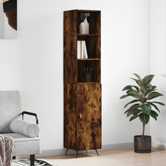 Tall cabinet, smoky oak, 34.5x34x180 cm, processed wood