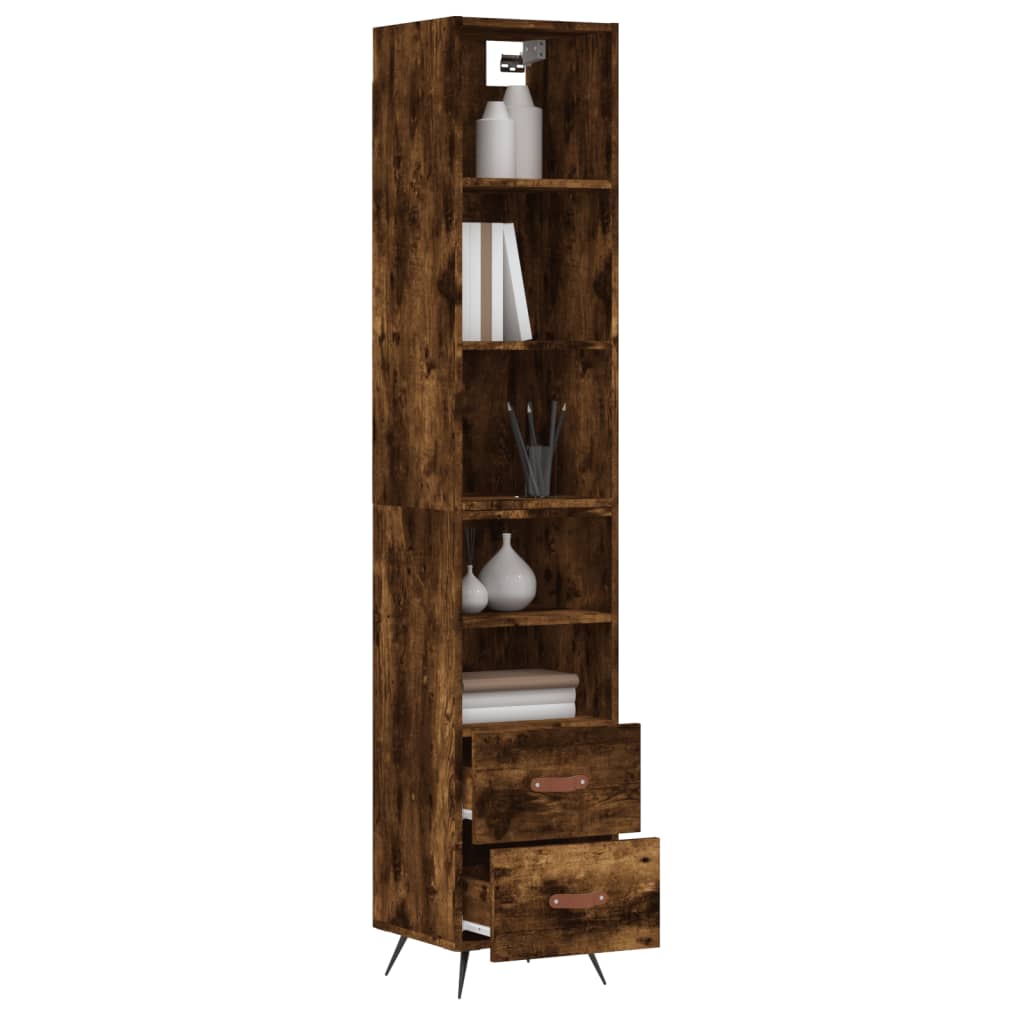 Tall cabinet, smoky oak, 34.5x34x180 cm, processed wood