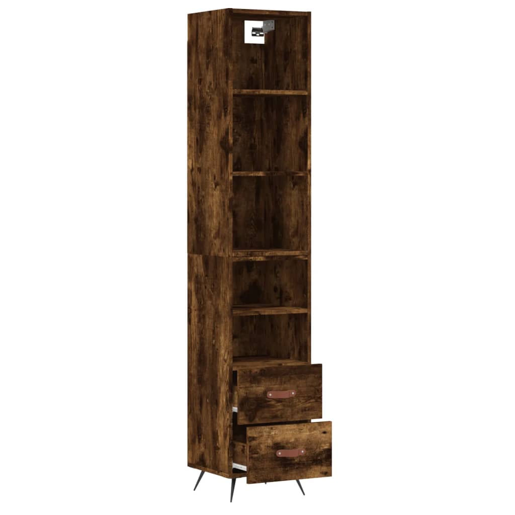 Tall cabinet, smoky oak, 34.5x34x180 cm, processed wood