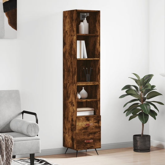 Tall cabinet, smoky oak, 34.5x34x180 cm, processed wood