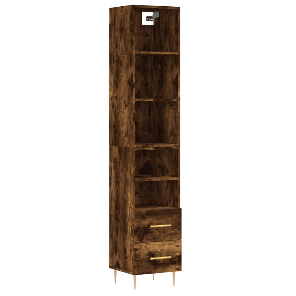 Tall cabinet, smoky oak, 34.5x34x180 cm, processed wood