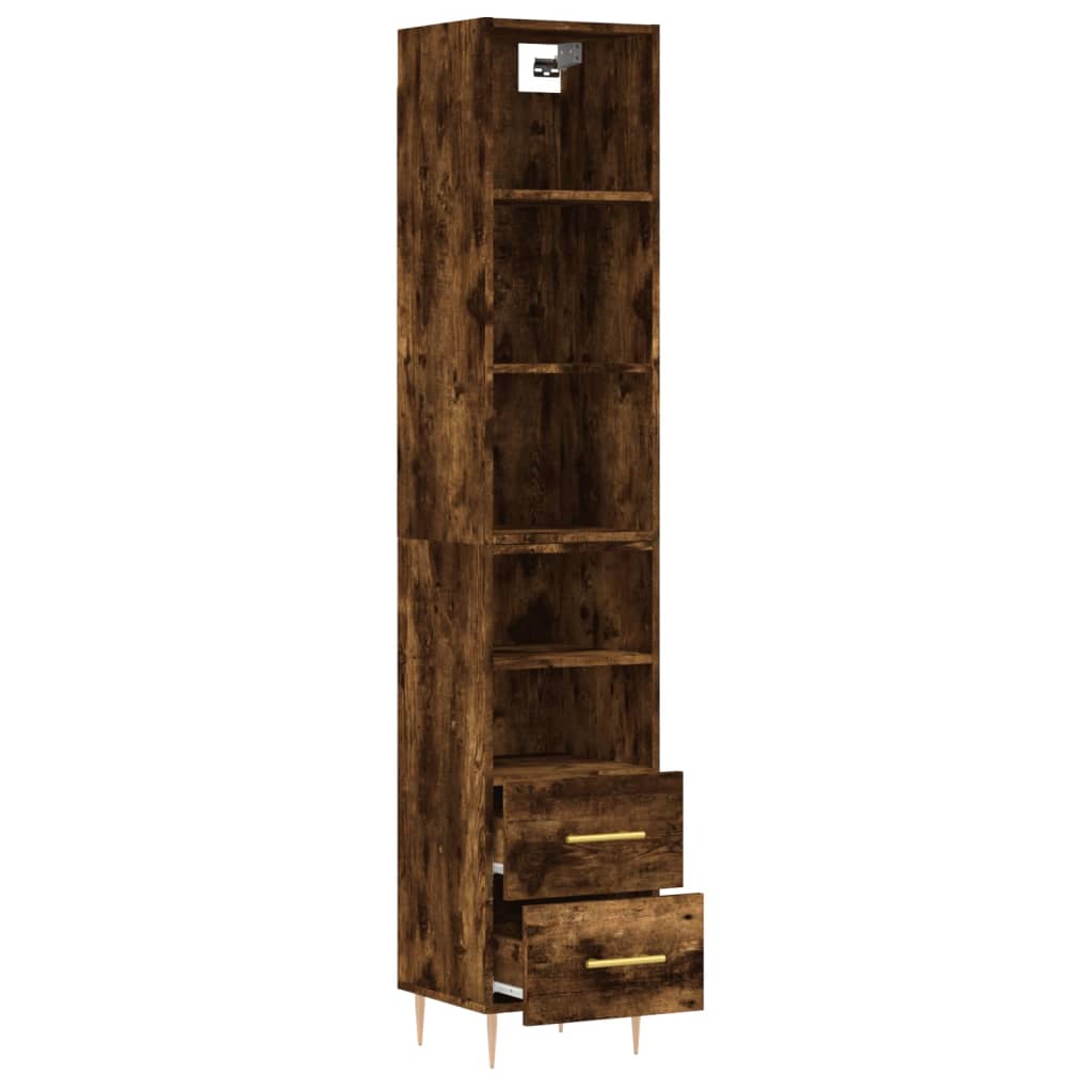 Tall cabinet, smoky oak, 34.5x34x180 cm, processed wood