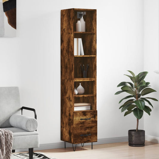 Tall cabinet, smoky oak, 34.5x34x180 cm, processed wood