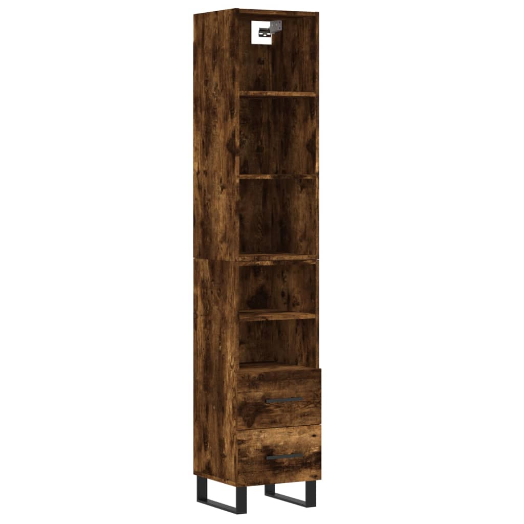 Tall cabinet, smoky oak, 34.5x34x180 cm, processed wood