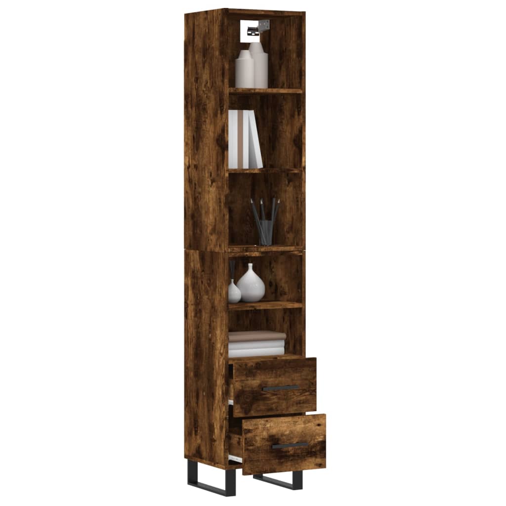 Tall cabinet, smoky oak, 34.5x34x180 cm, processed wood