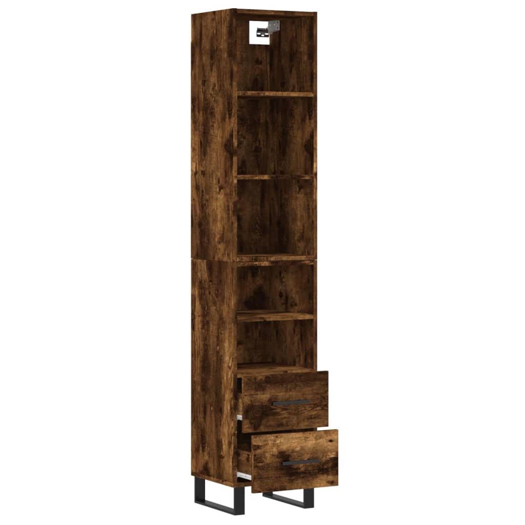 Tall cabinet, smoky oak, 34.5x34x180 cm, processed wood