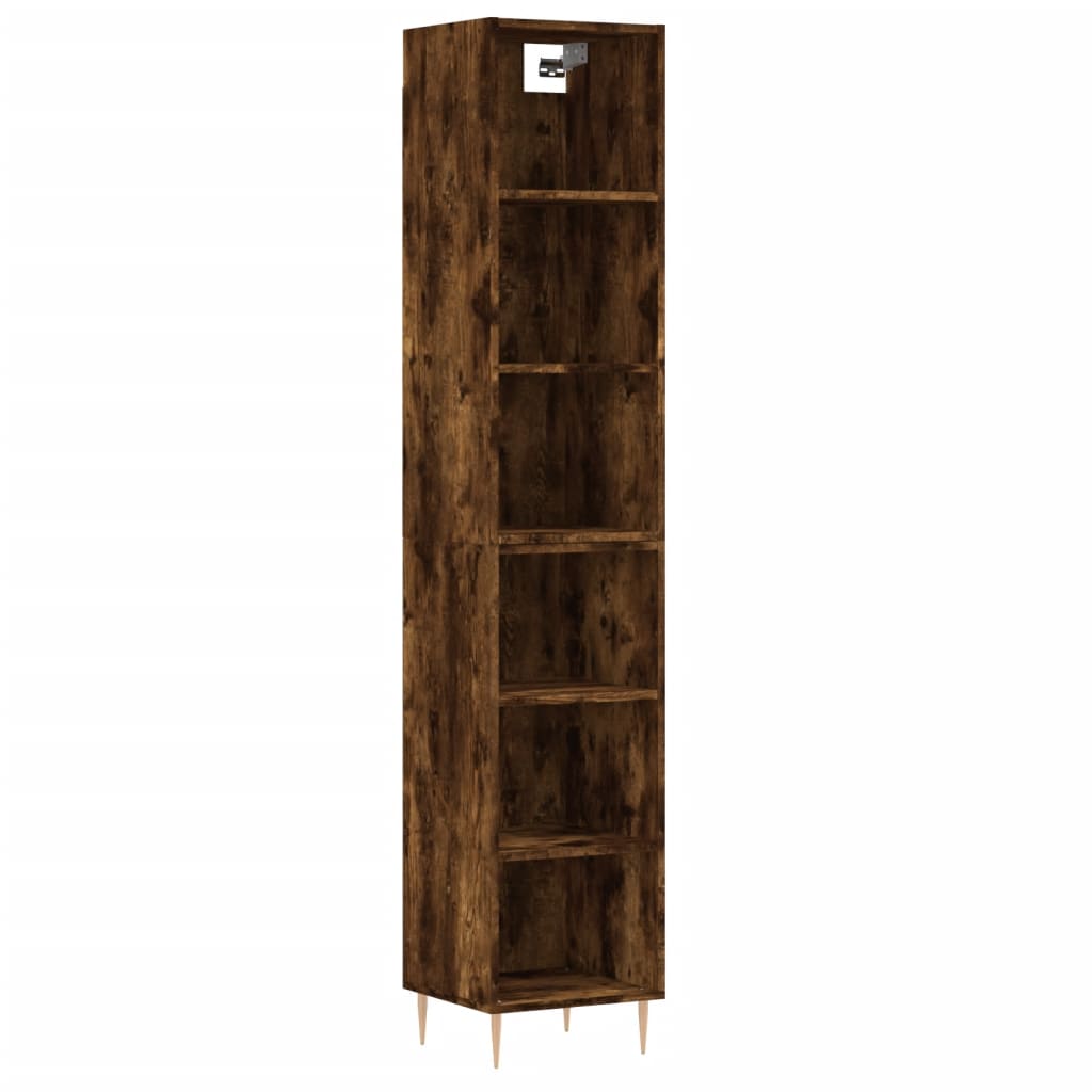 Tall cabinet, smoky oak, 34.5x32.5x180 cm, processed wood