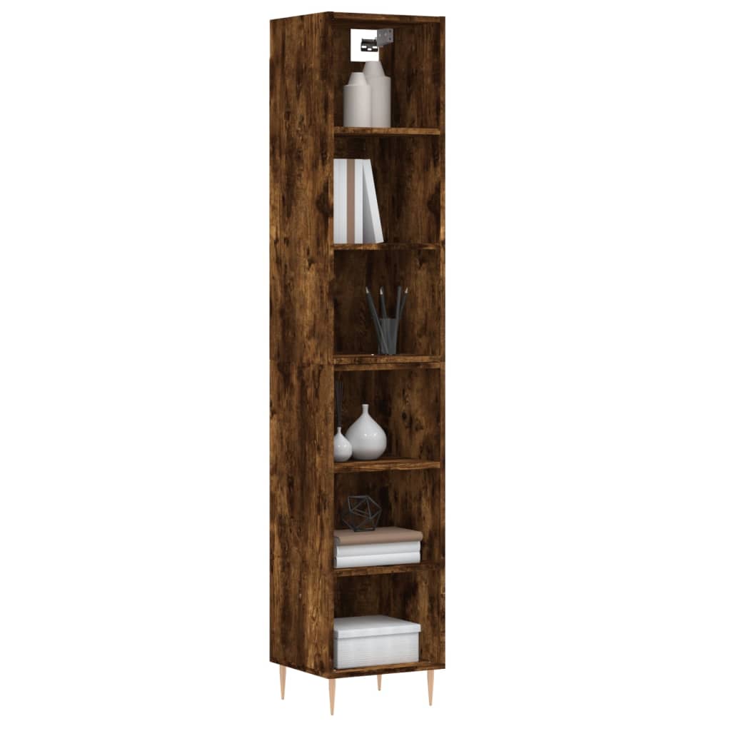 Tall cabinet, smoky oak, 34.5x32.5x180 cm, processed wood