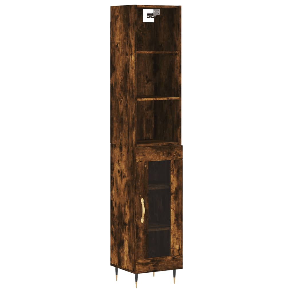 Tall cabinet, smoky oak, 34.5x34x180 cm, processed wood