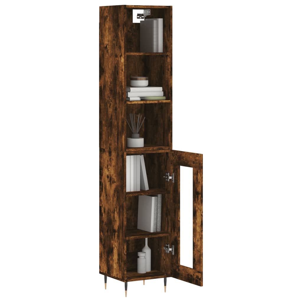 Tall cabinet, smoky oak, 34.5x34x180 cm, processed wood