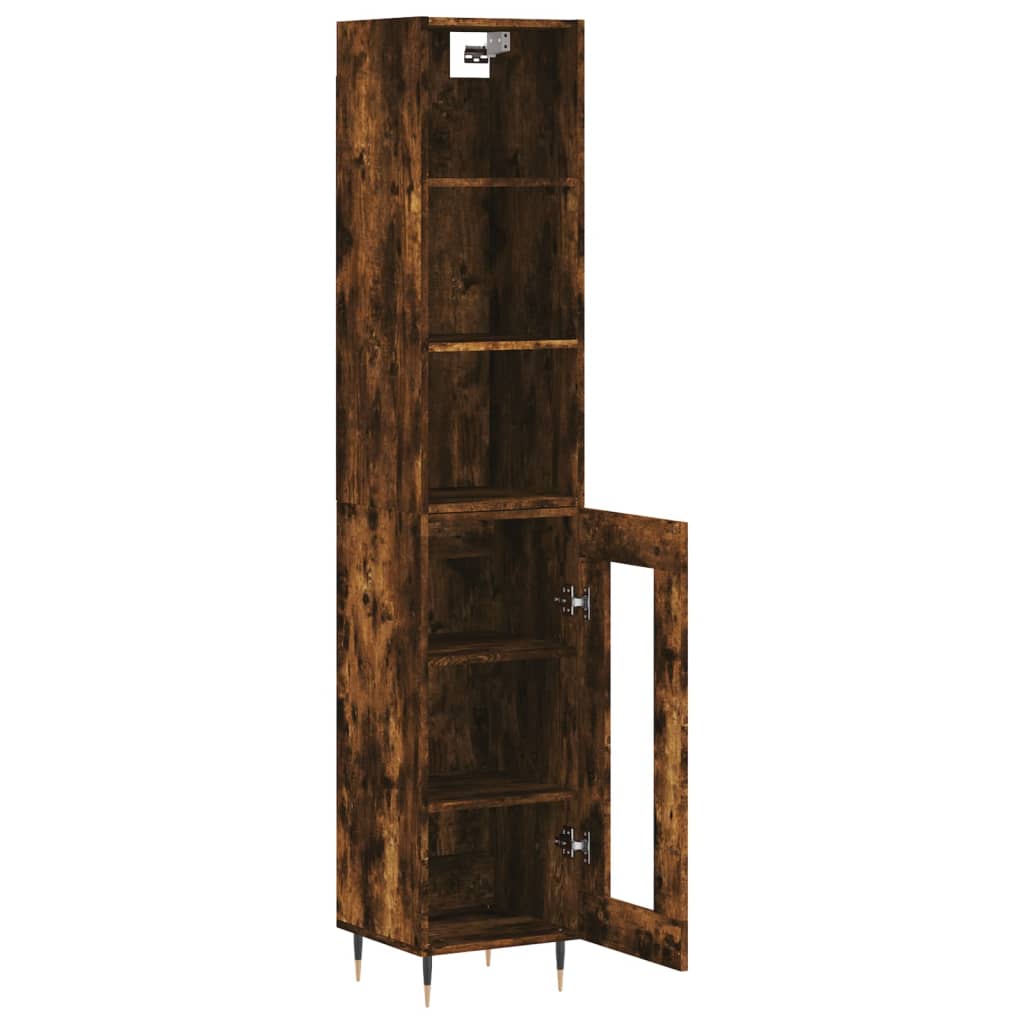 Tall cabinet, smoky oak, 34.5x34x180 cm, processed wood