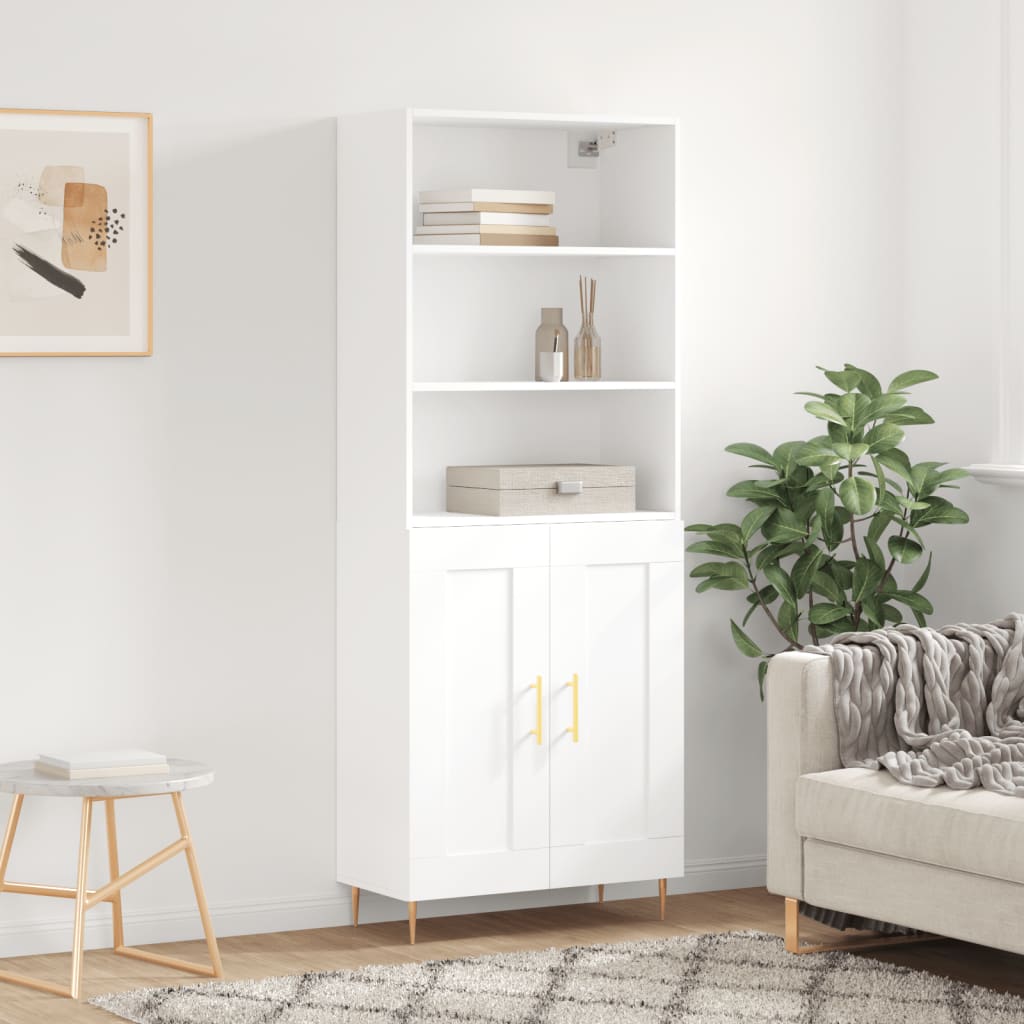 Tall cabinet, white, 69.5x34x180 cm, composite wood