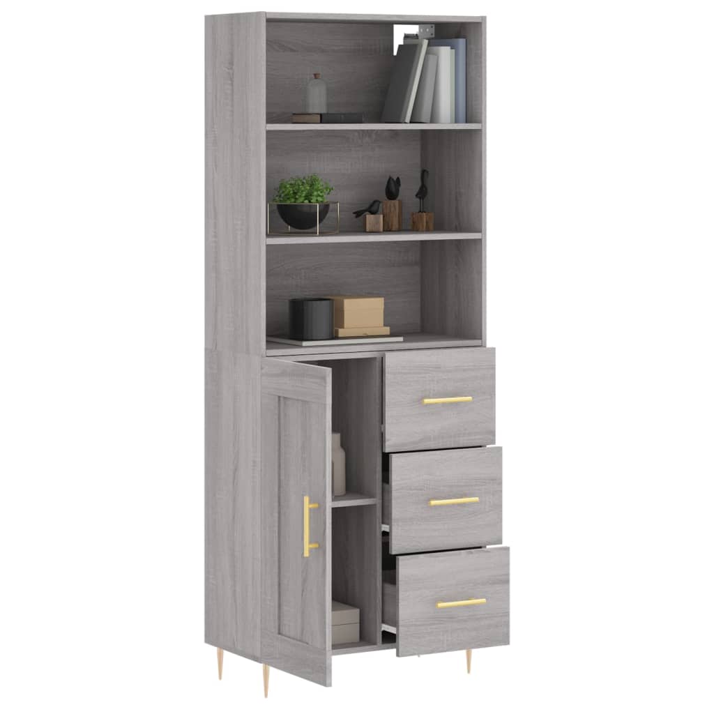 Tall cabinet, sonoma gray, 69.5x34x180 cm, composite wood