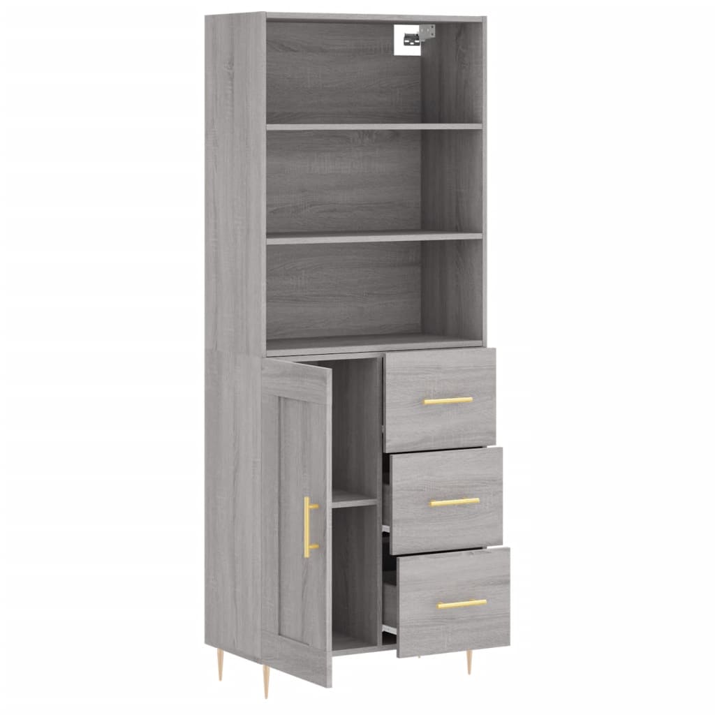 Tall cabinet, sonoma gray, 69.5x34x180 cm, composite wood