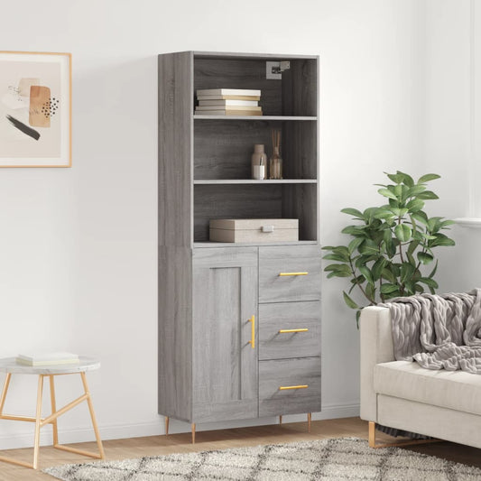 Tall cabinet, sonoma gray, 69.5x34x180 cm, composite wood