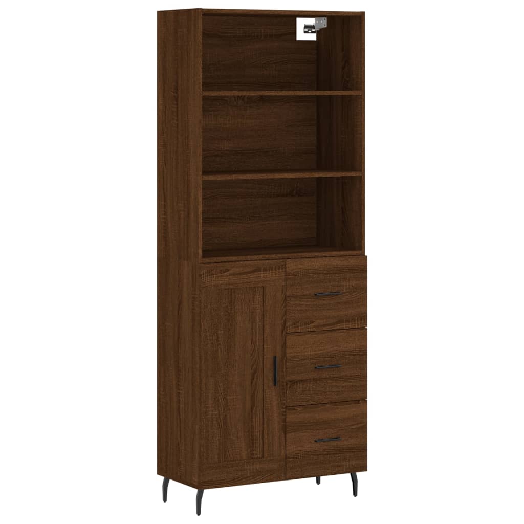 Tall cabinet, brown oak, 69.5x34x180 cm, composite wood