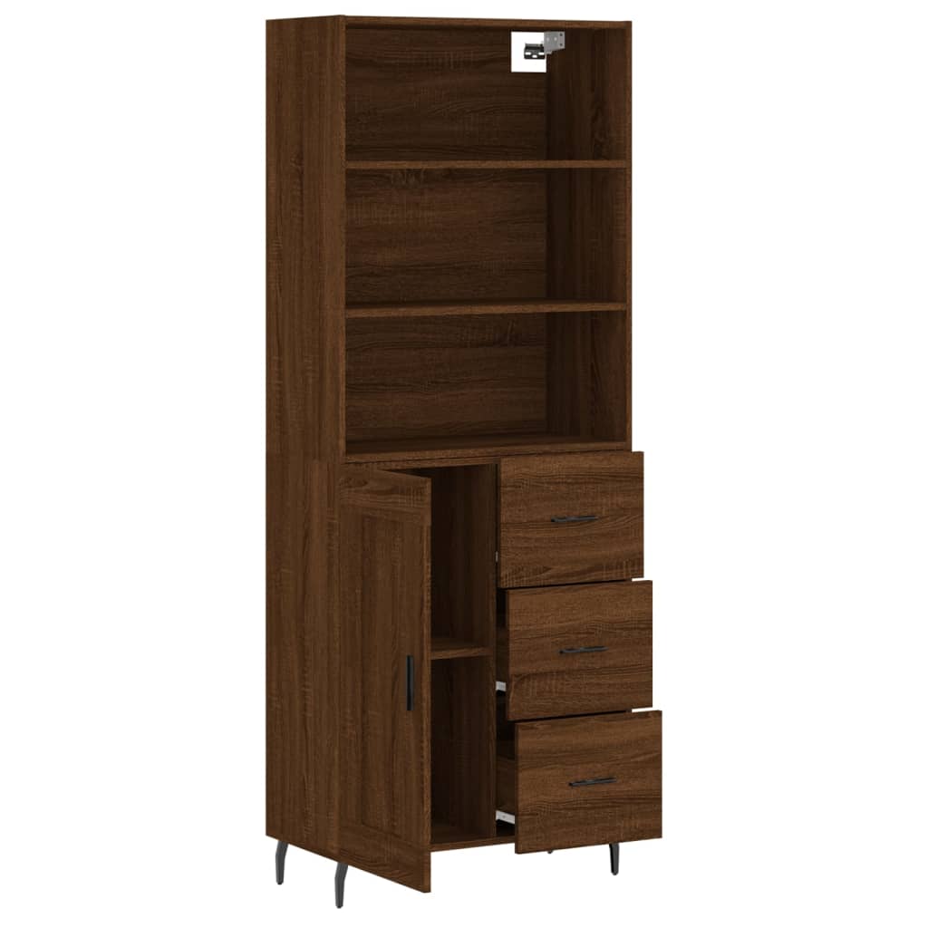 Tall cabinet, brown oak, 69.5x34x180 cm, composite wood