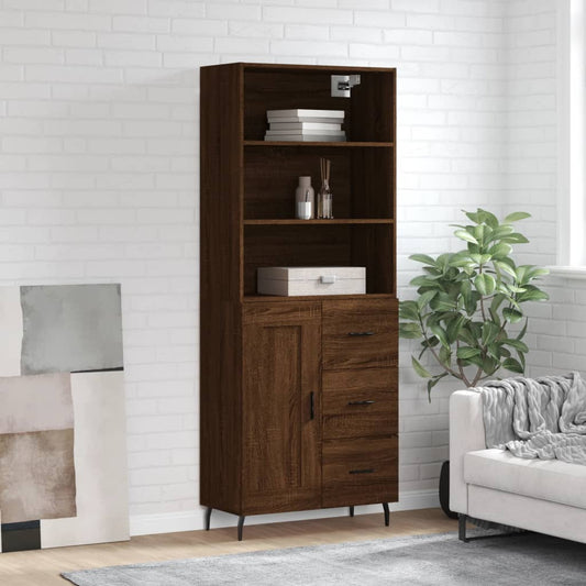 Tall cabinet, brown oak, 69.5x34x180 cm, composite wood