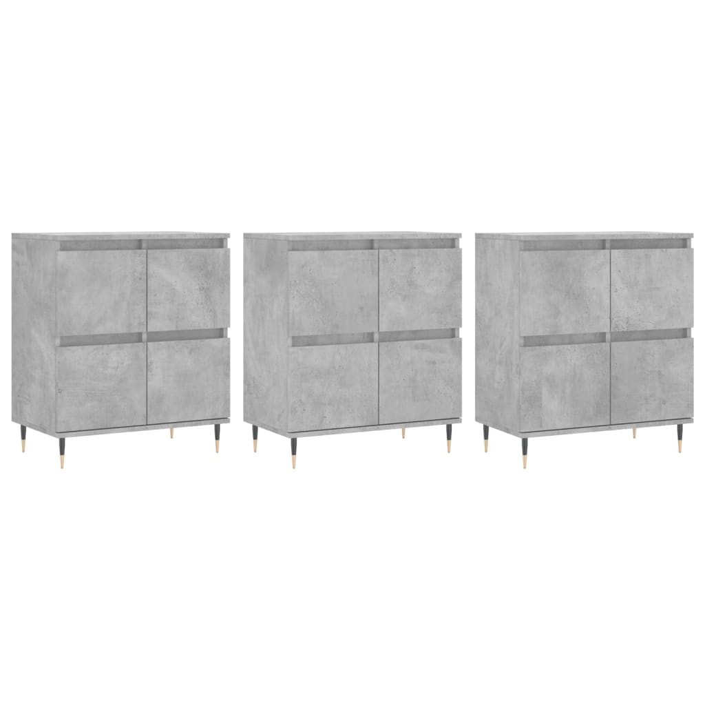 Sideboards, 3 pieces, concrete grey, engineered wood