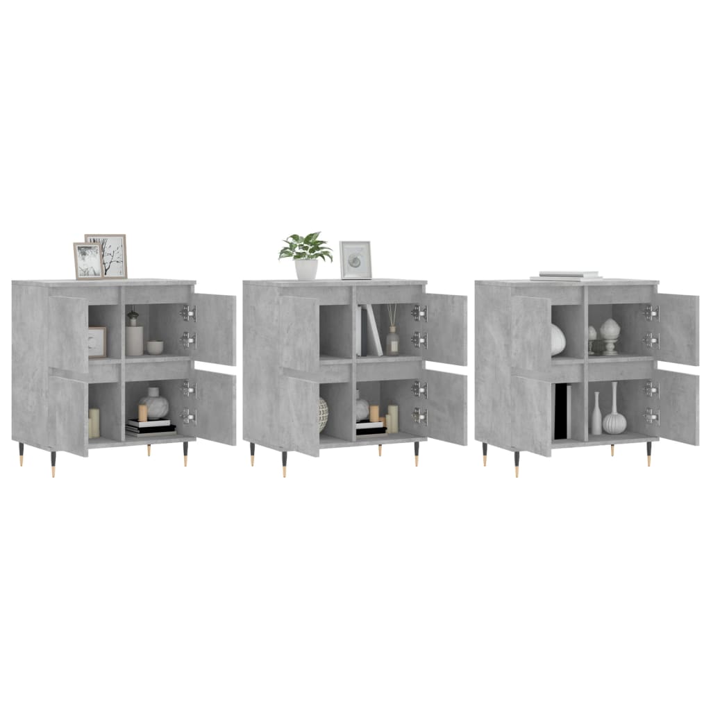 Sideboards, 3 pieces, concrete grey, engineered wood