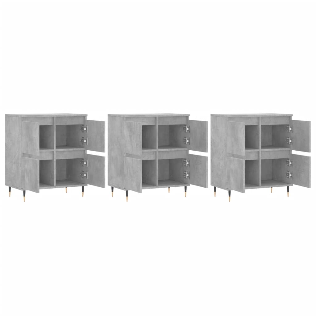 Sideboards, 3 pieces, concrete grey, engineered wood