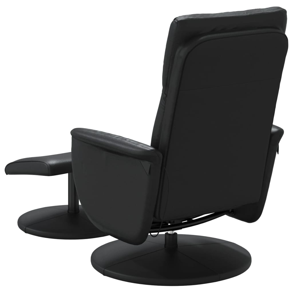 Folding massage chair with stool, black, eco-leather