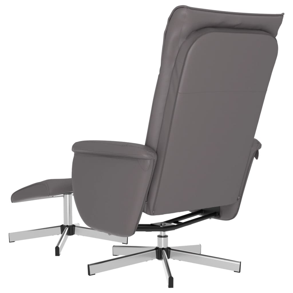 Reclining armchair with stool, gray, eco-leather