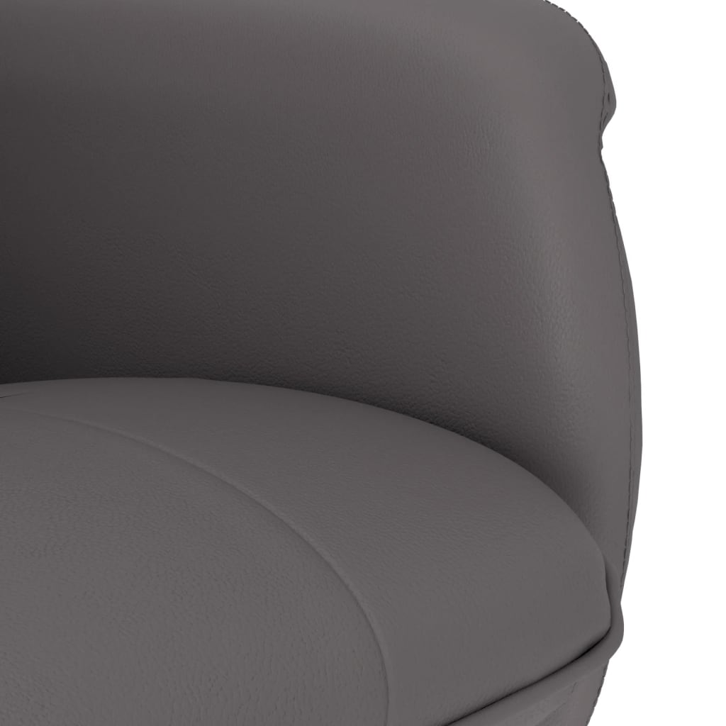 Reclining armchair with stool, gray, eco-leather