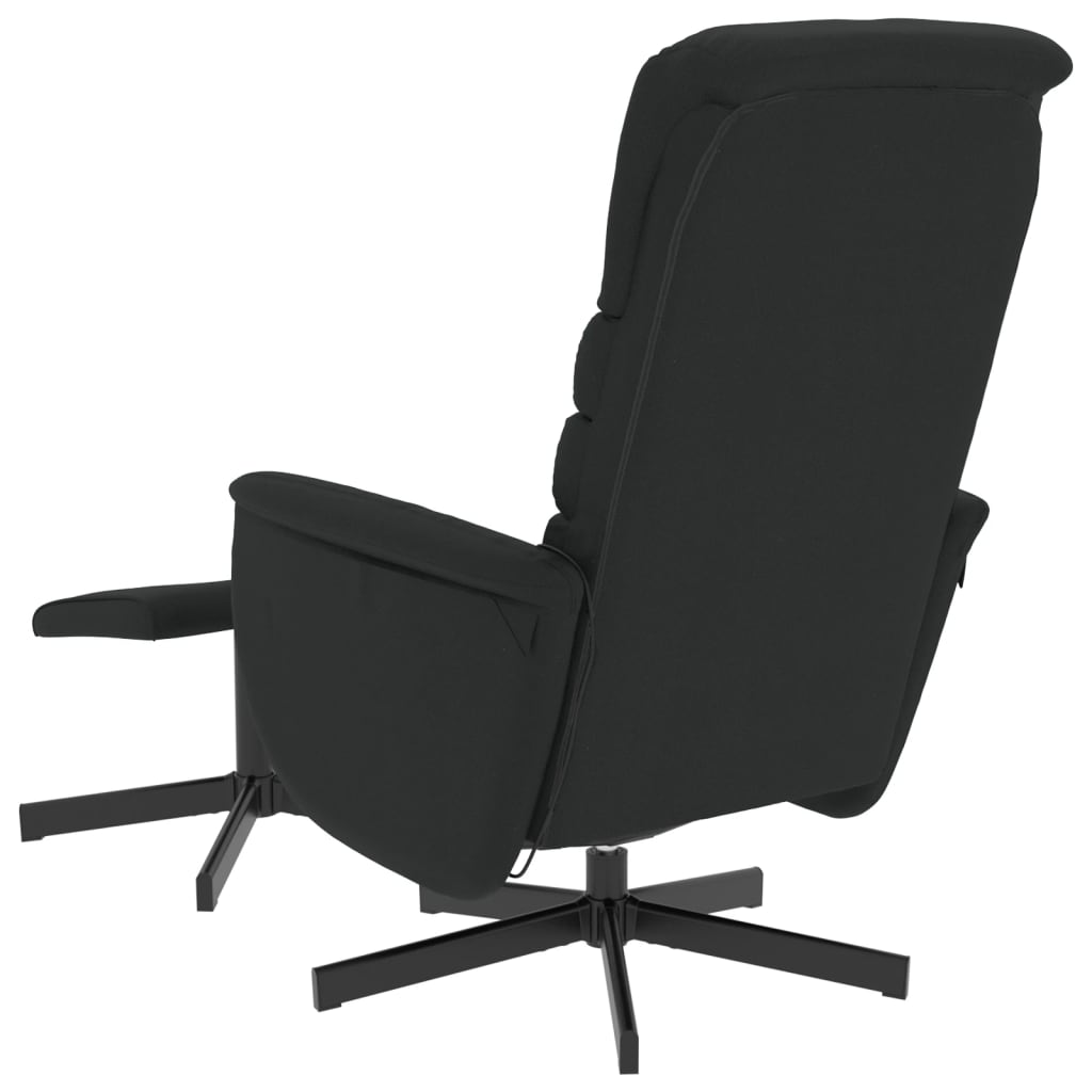 Folding massage chair with stool, black, eco-leather