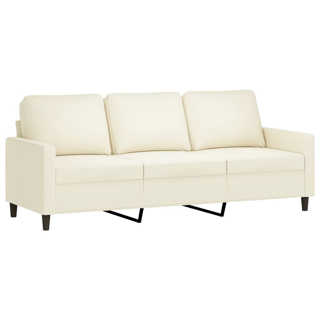 3-seater sofa with stool, cream, 180 cm, velvet