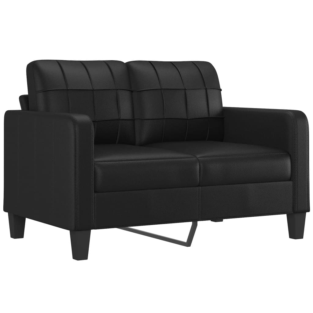 Sofa set with cushions, 2 pieces, black, eco-leather