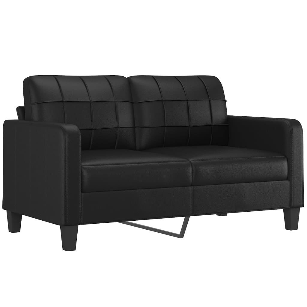 Sofa set with cushions, 2 pieces, black, eco-leather