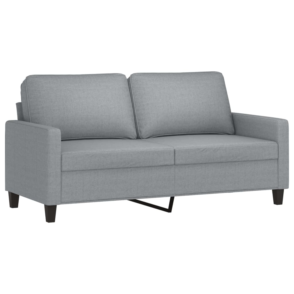 Sofa set with cushions, 2 pieces, light grey, textile