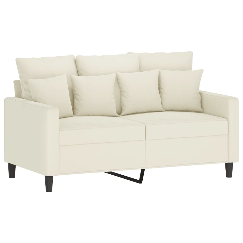 Sofa set with cushions, 2 pieces, cream, velvet