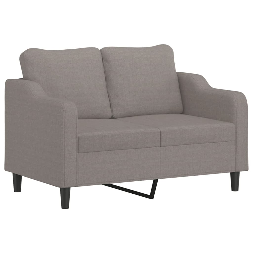 Sofa set with cushions, 2 pieces, taupe grey, fabric