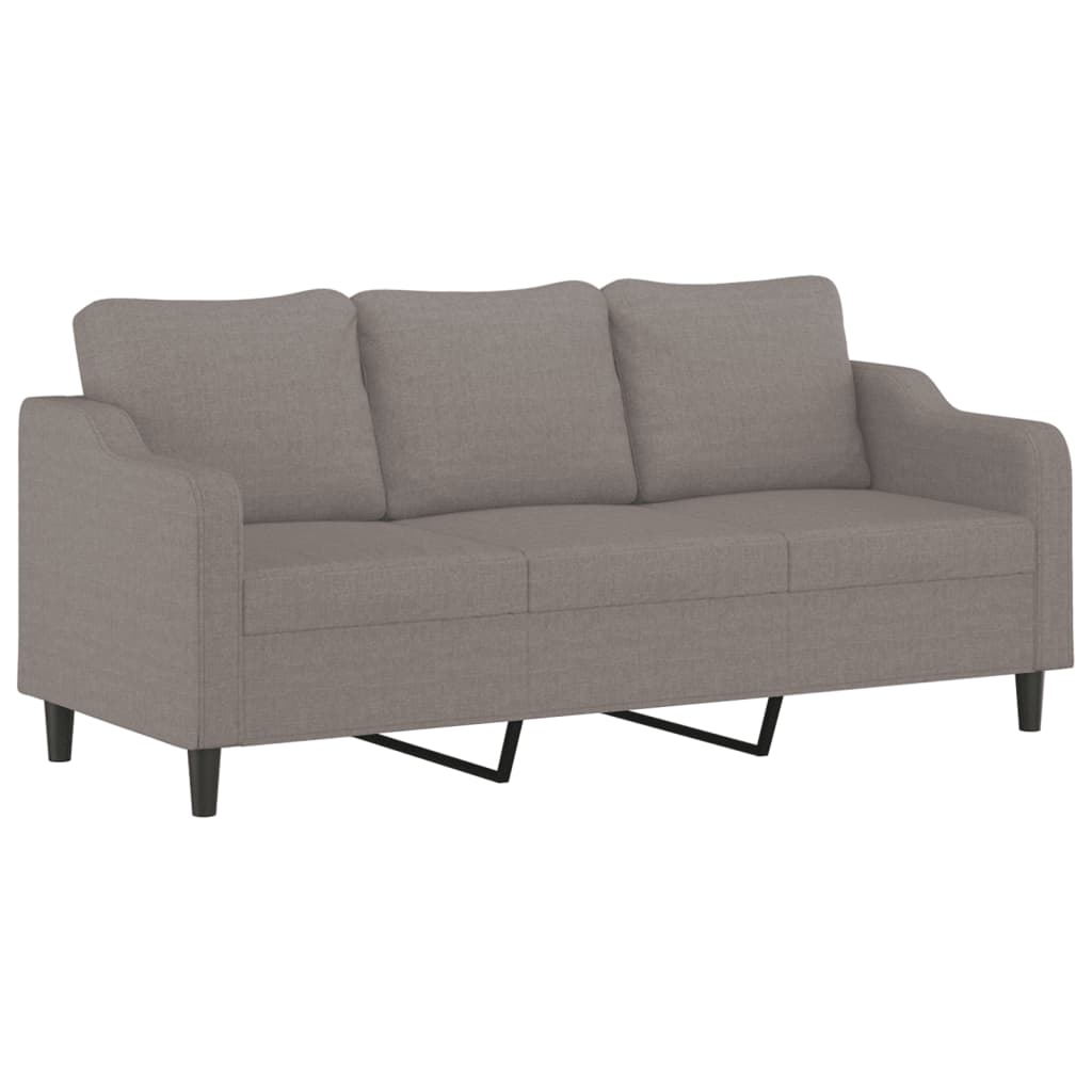 Sofa set with cushions, 2 pieces, taupe grey, fabric