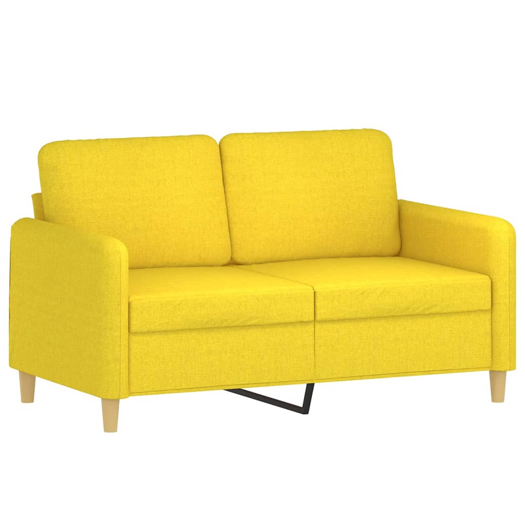 Sofa set with cushions, 3 pieces, light yellow, textile