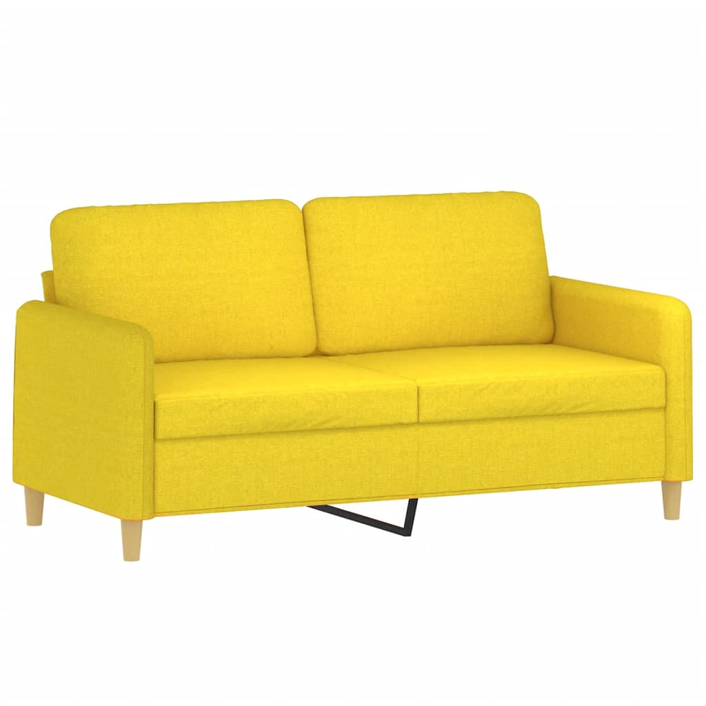 Sofa set with cushions, 3 pieces, light yellow, textile