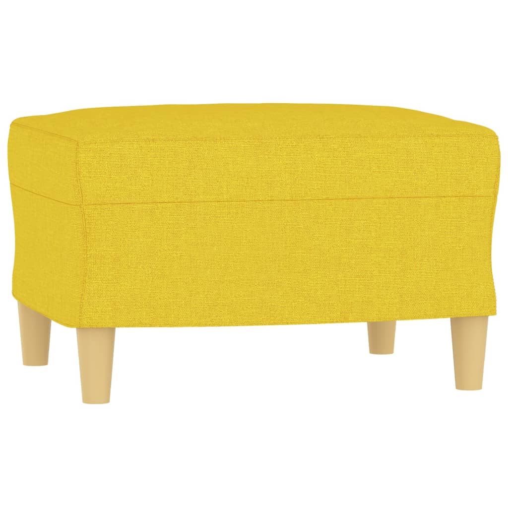 Sofa set with cushions, 3 pieces, light yellow, textile