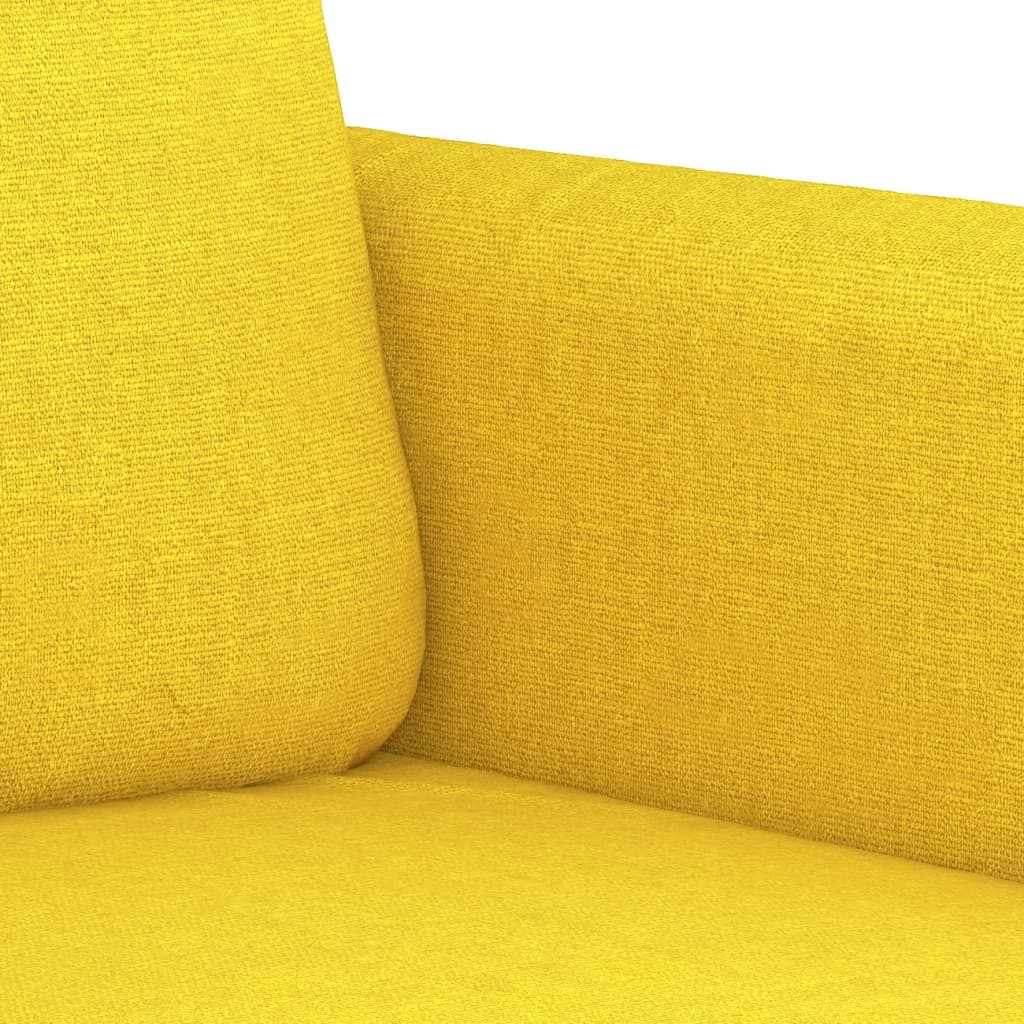 Sofa set with cushions, 3 pieces, light yellow, textile