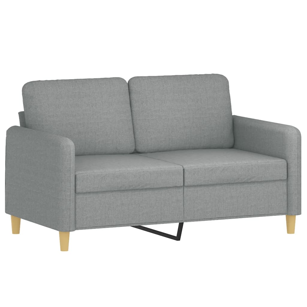 Sofa set with cushions, 2 pieces, light grey, fabric