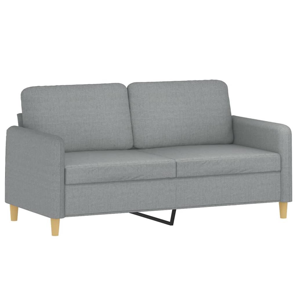 Sofa set with cushions, 2 pieces, light grey, fabric