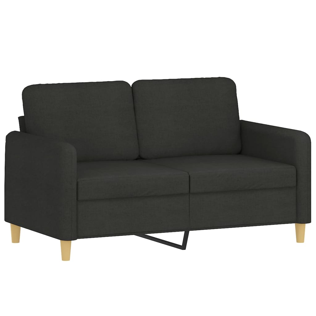 Sofa set with cushions, 2 pieces, black, textile