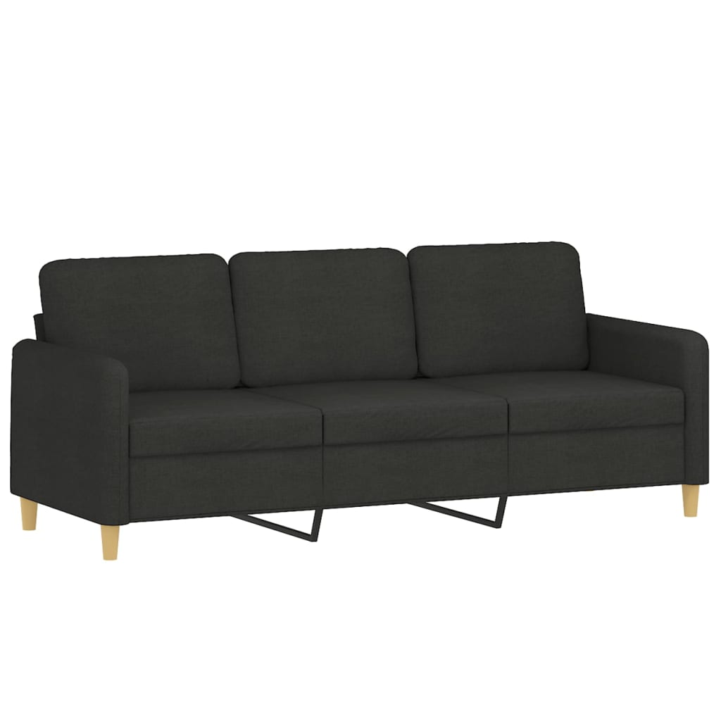 Sofa set with cushions, 2 pieces, black, textile