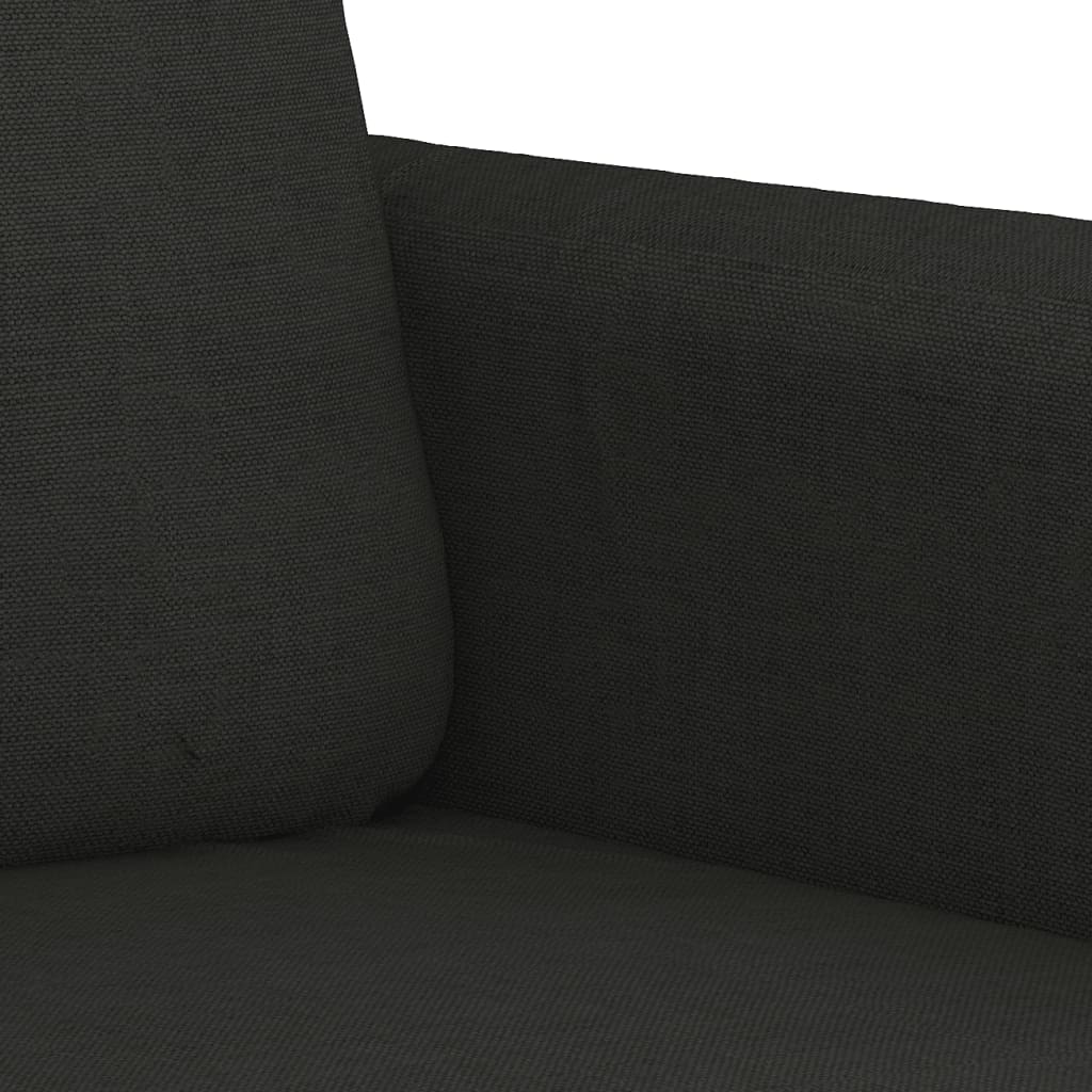 Sofa set with cushions, 2 pieces, black, textile