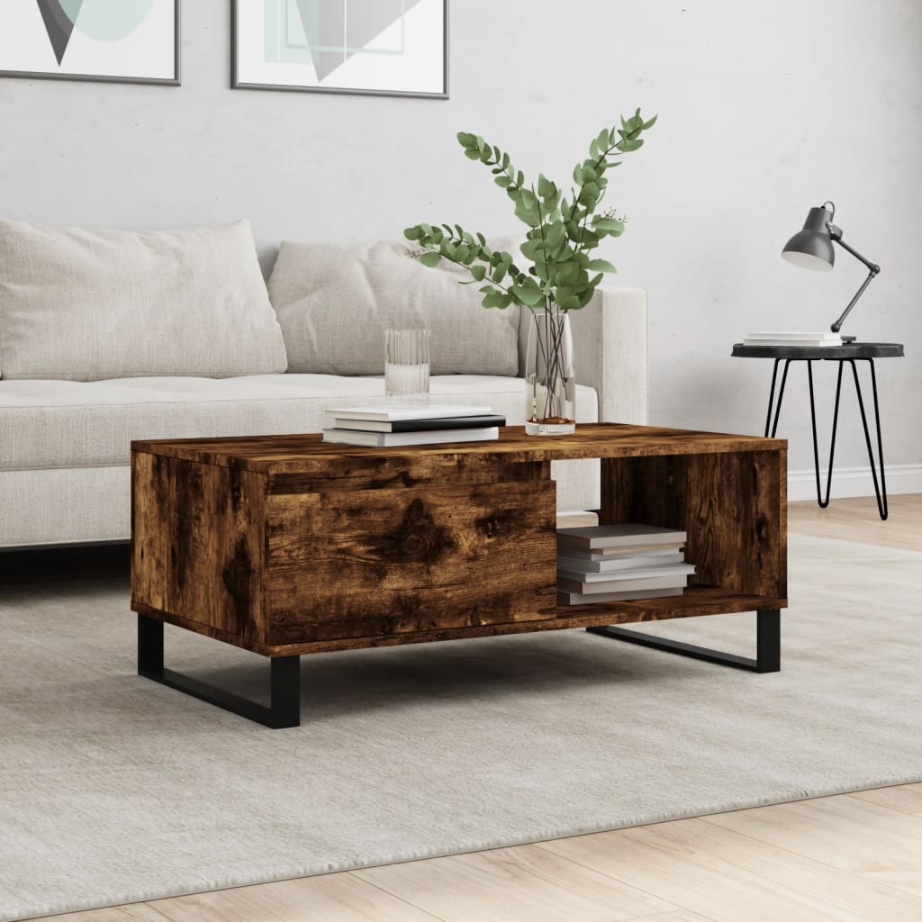 Coffee table, smoked oak, 90x50x36.5 cm, processed wood