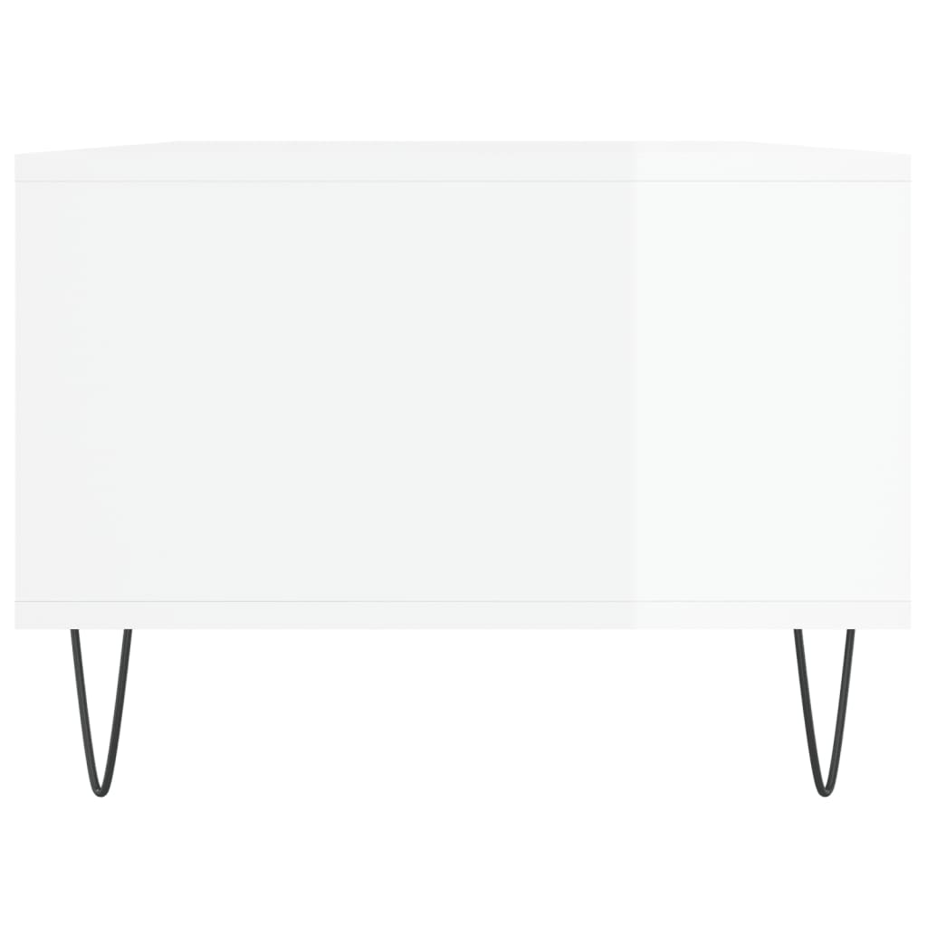 Coffee table, high-gloss white, 90x50x36.5 cm, composite wood